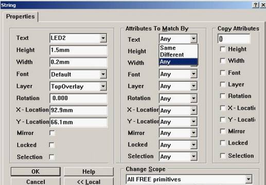 4. 可對字符和阻焊進行適當的調整，以方便處理文件和提高效率，字符可以通過Global過濾器設置條件進行快速調整不同格式的字符
